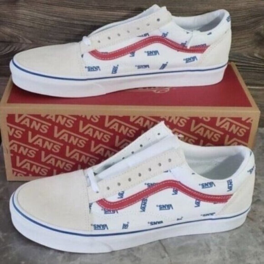 New Vans Old Skool Logo Womens White‎ Shoes Size 7 Skater Streetwear Casual